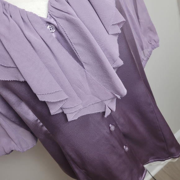 Marc Bouwer Blouse Lavender Silk Large - Picture 4 of 11